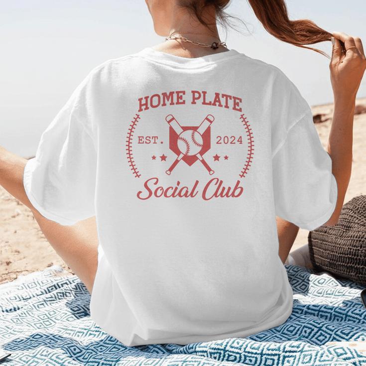 2024 Home Plate Social Club Softball Season Tee Baseball Mom Premium Women's T-Shirt Back Print