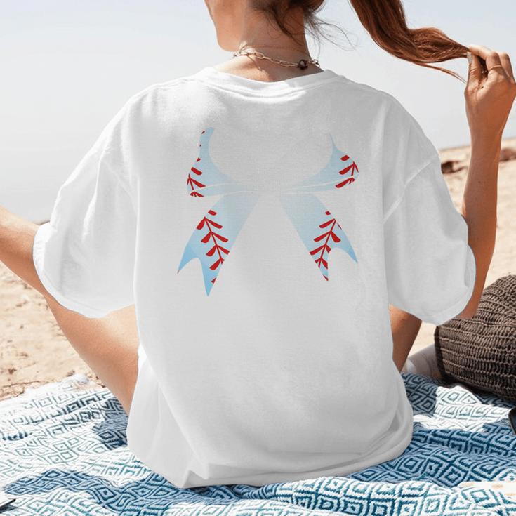 Baseball Bow Baseball Mom Women Baseball Mama Premium Women's T-Shirt Back Print