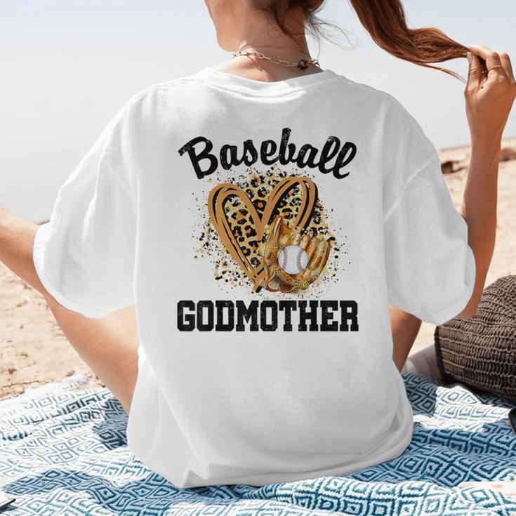 Baseball Godmother Leopard Heart Baseball Mom Game Day Women's T-Shirt Back Print Baseball Godmother Leopard Heart Baseball Mom Game Day Women's T-Shirt Back Print