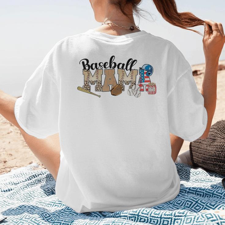 Baseball Mama Leopard Baseball Mom Mother's Day Women's T-Shirt Back Print