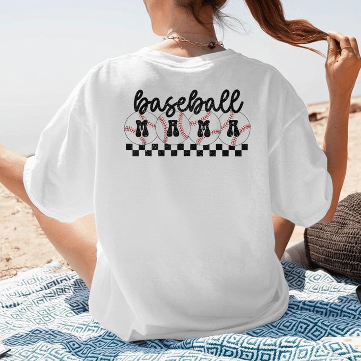 Baseball Mama Retro Groovy Baseball Mom Mother Game Day Women's T-Shirt Back Print Baseball Mama Retro Groovy Baseball Mom Mother Game Day Women's T-Shirt Back Print