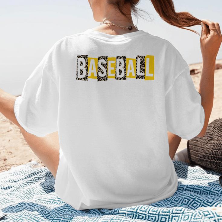 Baseball Mama Yellow Leopard Print Baseball Mom Gear Sports Women's T-Shirt Back Print Baseball Mama Yellow Leopard Print Baseball Mom Gear Sports Women's T-Shirt Back Print