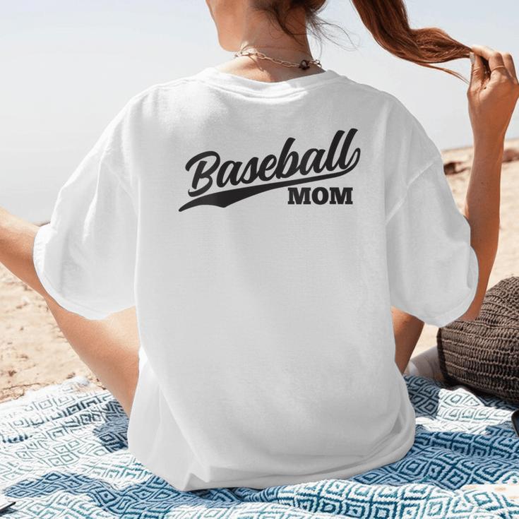 Baseball Mom 1970s Retro Cursive Font Women's T-Shirt Back Print Baseball Mom 1970s Retro Cursive Font Women's T-Shirt Back Print