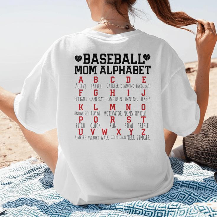 Baseball Mom Alphabet Women's T-Shirt Back Print Baseball Mom Alphabet Women's T-Shirt Back Print