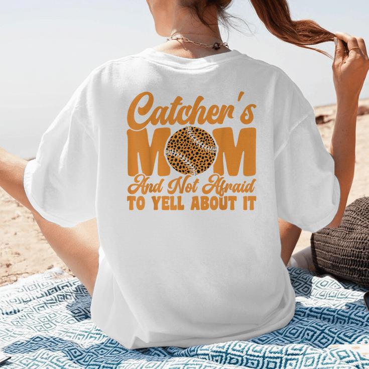 Baseball Mom Catcher's Mom Leopard Softball Mom Women's T-Shirt Back Print Baseball Mom Catcher's Mom Leopard Softball Mom Women's T-Shirt Back Print