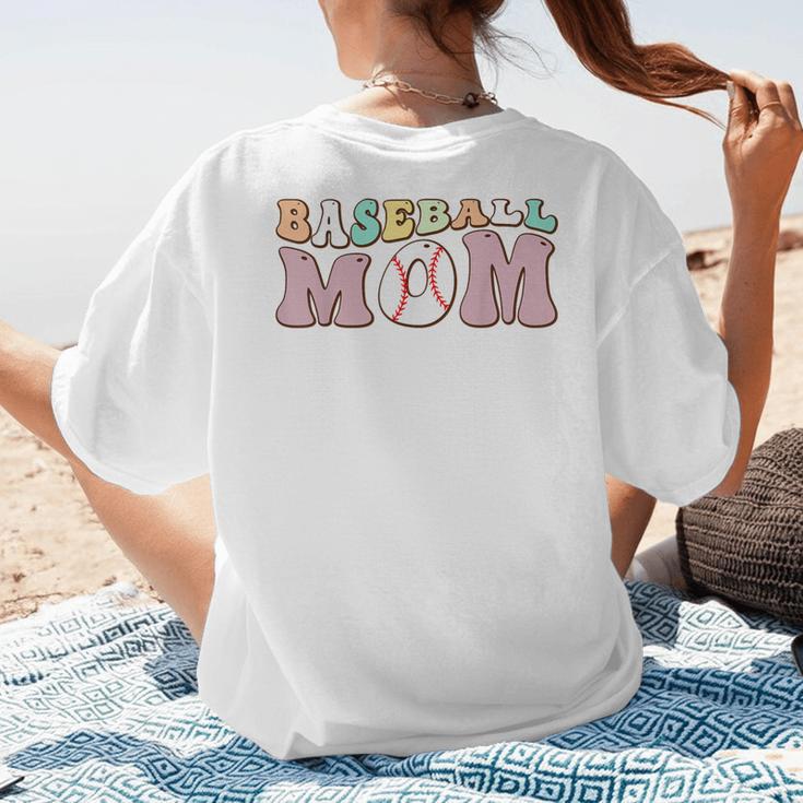 Baseball Mom Groovy Game Day Women's T-Shirt Back Print