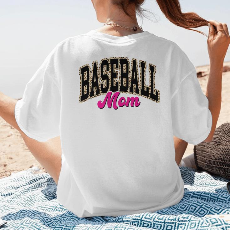 Baseball Mom Leopard Baseball Mama Life Girls Women Baller Premium Women's T-Shirt Back Print