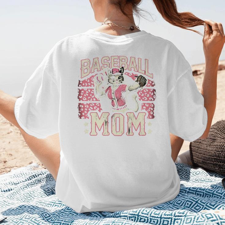 Baseball Mom Mama Mother's Cat In My Baseball Mom Era Women's T-Shirt Back Print