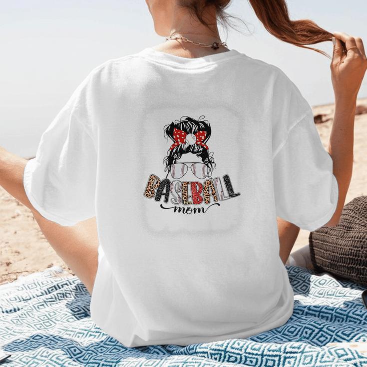 Baseball Mom Messy Bun Mommy Baseball Player Premium Women's T-Shirt Back Print Baseball Mom Messy Bun Mommy Baseball Player Premium Women's T-Shirt Back Print