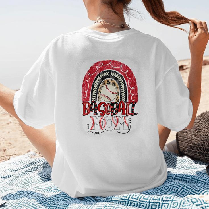 Baseball Mom Rainbow Boho Mommy Premium Women's T-Shirt Back Print