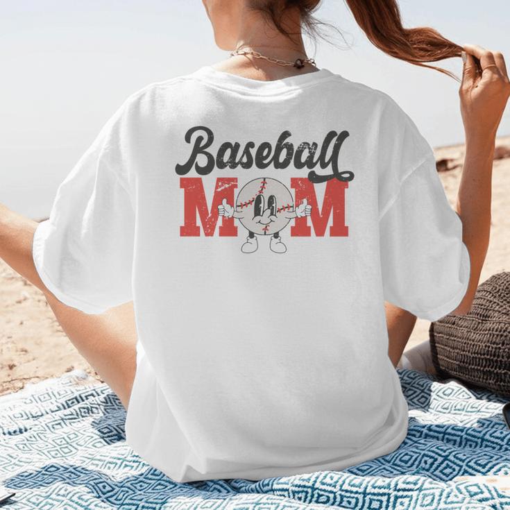 Baseball Mom Retro Distressed Baseball Family Matching Women's T-Shirt Back Print