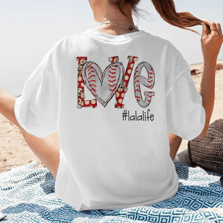 Baseball Mom Shirt Heart Love Baseball Lalalife Women's T-Shirt Back Print Baseball Mom Shirt Heart Love Baseball Lalalife Women's T-Shirt Back Print