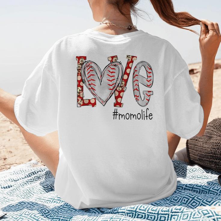 Baseball Mom Shirt Heart Love Baseball Momolife Women's T-Shirt Back Print Baseball Mom Shirt Heart Love Baseball Momolife Women's T-Shirt Back Print