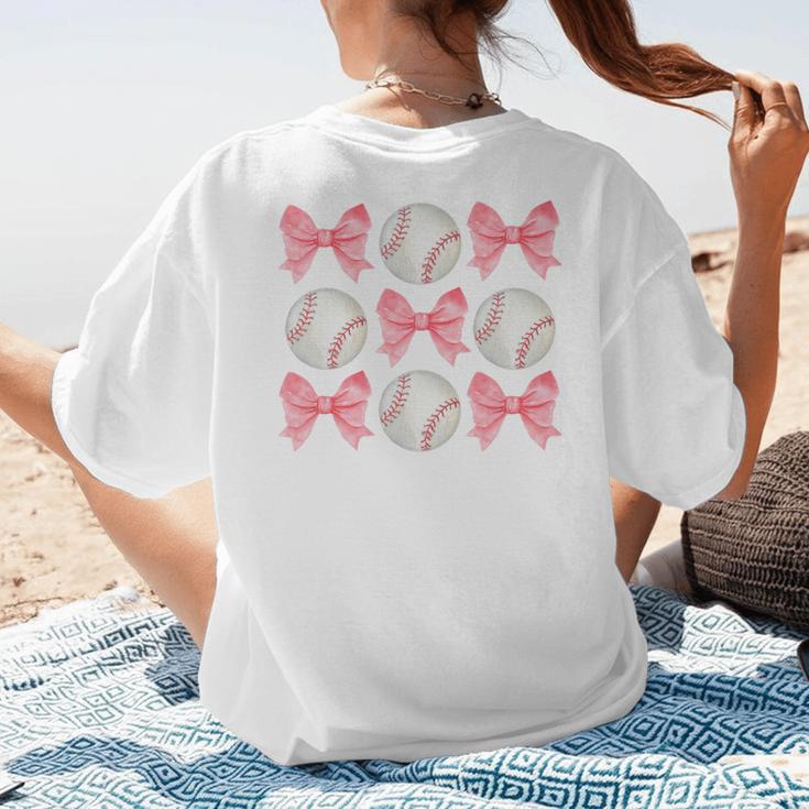 Baseball Mom Sister Tween Teen Girl Girly Pink Bow Preppy Premium Women's T-Shirt Back Print Baseball Mom Sister Tween Teen Girl Girly Pink Bow Preppy Premium Women's T-Shirt Back Print