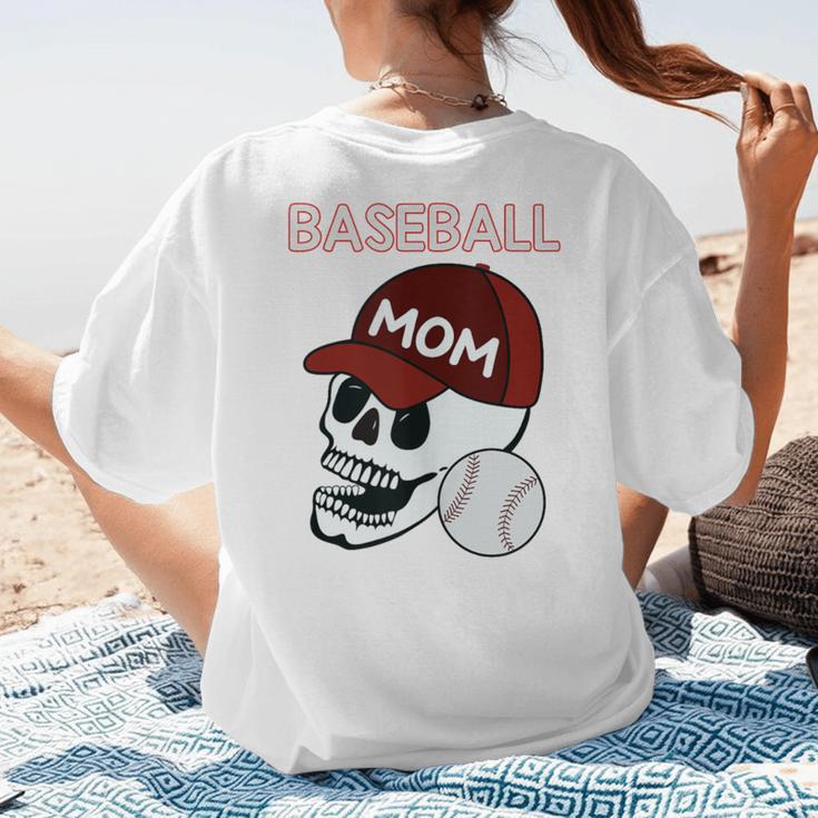 Baseball Mom Skull Sports Skeleton Women's T-Shirt Back Print Baseball Mom Skull Sports Skeleton Women's T-Shirt Back Print