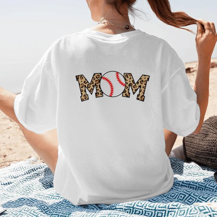 Catcher Mom Baseball Mom Leopard Game Day Women's T-Shirt Back Print Catcher Mom Baseball Mom Leopard Game Day Women's T-Shirt Back Print
