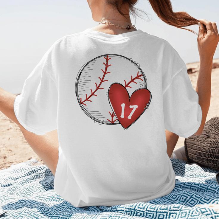 Custom Baseball Mom Number 17 Heart For Mom Mommy Premium Women's T-Shirt Back Print Custom Baseball Mom Number 17 Heart For Mom Mommy Premium Women's T-Shirt Back Print