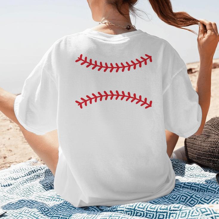 Cute Baseball Mom Laces Little League Women's Mother's Day Women's T-Shirt Back Print