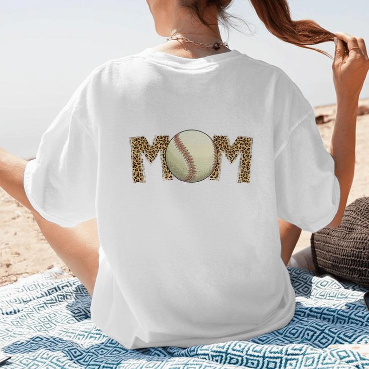 Cute Baseball Mom Leopard Print Mom For Mother's Day Women's T-Shirt Back Print
