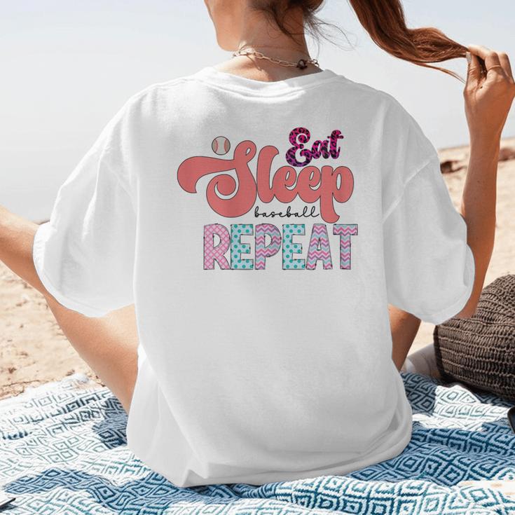 Eat Sleep Baseball Repeat Baseball Moms Women's T-Shirt Back Print