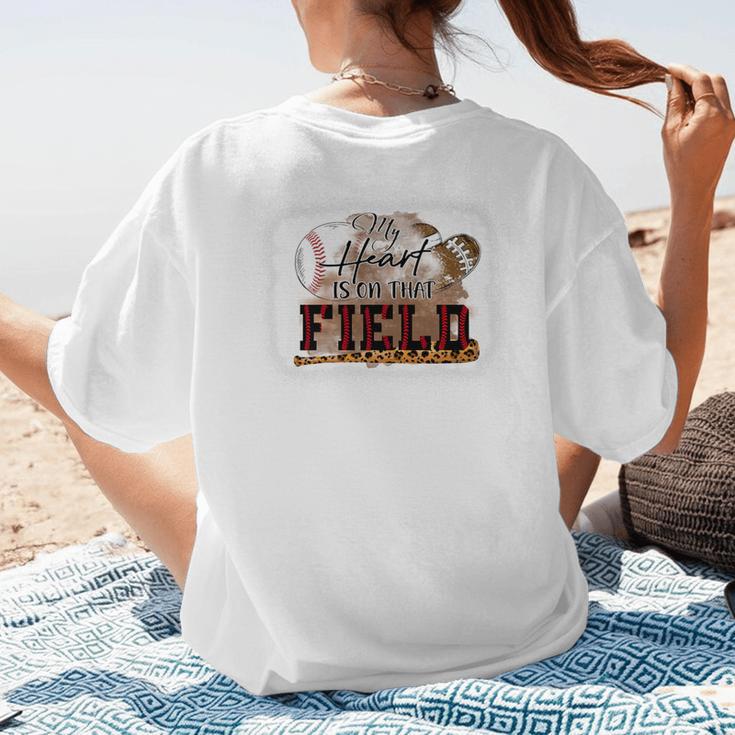 My Heart Is On That Field Baseball Mom Momm Premium Women's T-Shirt Back Print