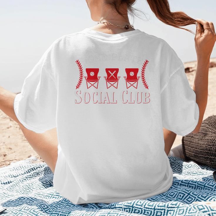 Home Plate Social Club Softball Season Baseball Mom Premium Women's T-Shirt Back Print