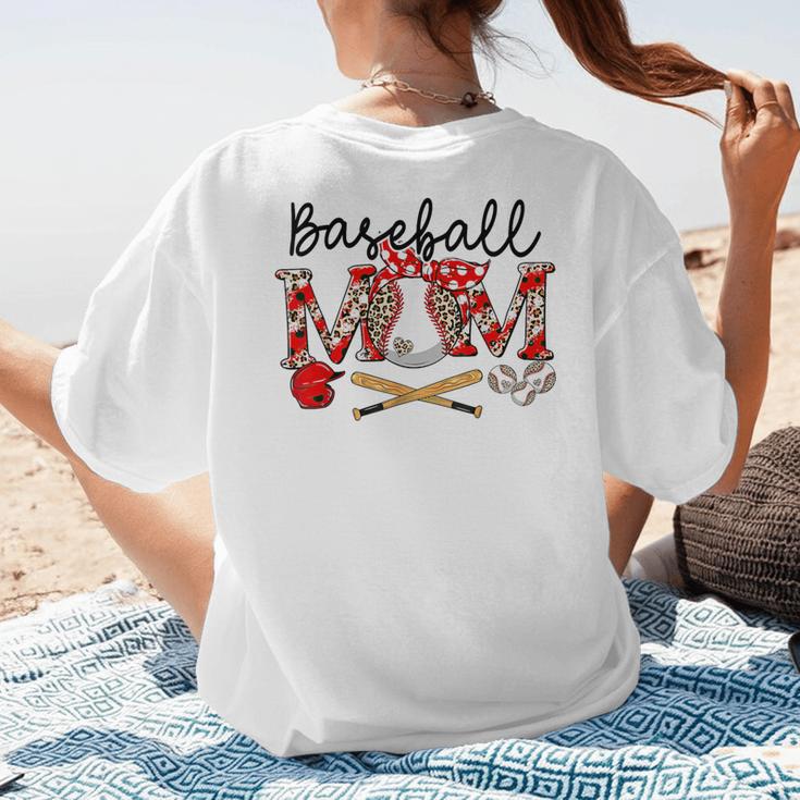 Leopard Baseball Mom Game Day Vibes Mother's Day Women's T-Shirt Back Print