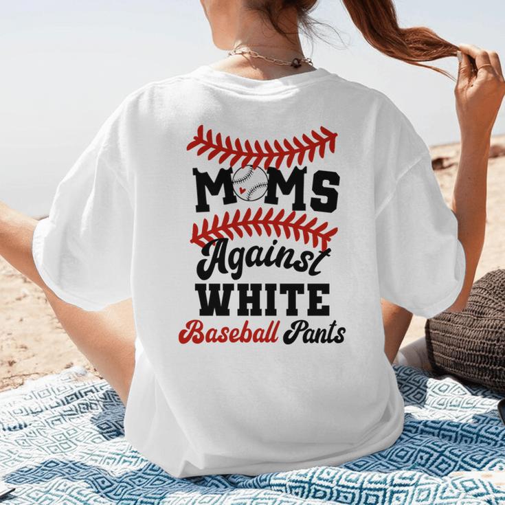 Moms Against Baseball Pants Baseball Mom Joke Women's T-Shirt Back Print Moms Against Baseball Pants Baseball Mom Joke Women's T-Shirt Back Print