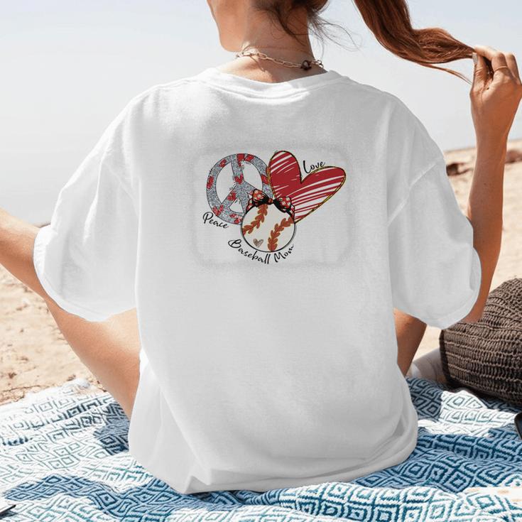 Peace Love Baseball Mom Mommy Premium Women's T-Shirt Back Print