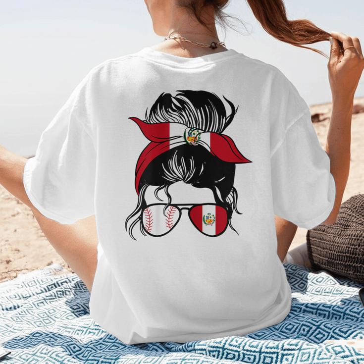 Peruvian Baseball Mom Peru Flag Baseball Girl Women's T-Shirt Back Print Peruvian Baseball Mom Peru Flag Baseball Girl Women's T-Shirt Back Print