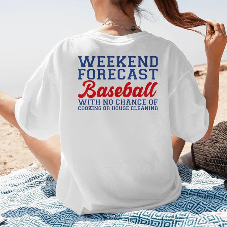 Retro Baseball Mom Mother's Day Weekend Forecast Baseball Women's T-Shirt Back Print Retro Baseball Mom Mother's Day Weekend Forecast Baseball Women's T-Shirt Back Print