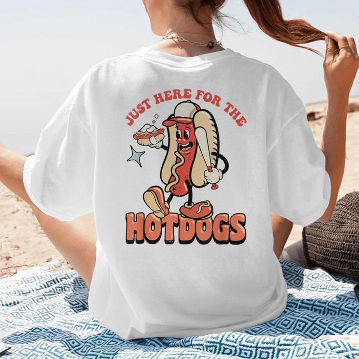 Retro Just Here For The Hotdogs Baseball Mom Sport Lover Women's T-Shirt Back Print Retro Just Here For The Hotdogs Baseball Mom Sport Lover Women's T-Shirt Back Print