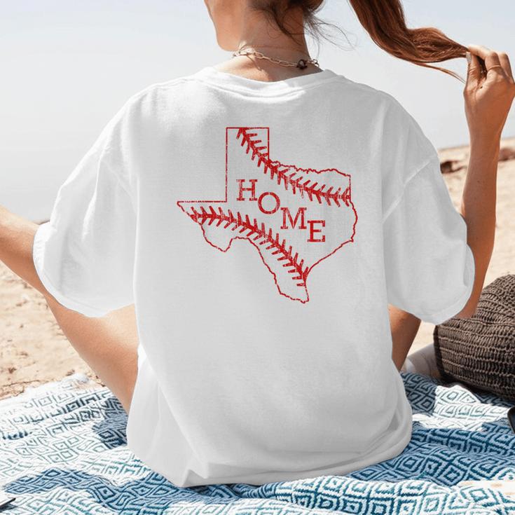 Vintage Texas State Map Home Baseball Lover Baseball Mom Women's T-Shirt Back Print Vintage Texas State Map Home Baseball Lover Baseball Mom Women's T-Shirt Back Print