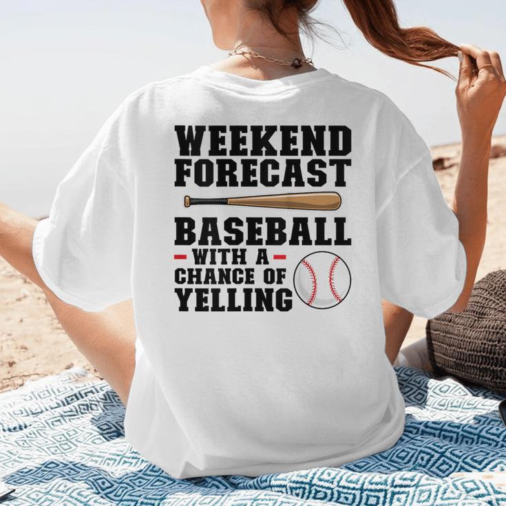 Weekend Forecast Baseball Baseball Mom Women's T-Shirt Back Print Weekend Forecast Baseball Baseball Mom Women's T-Shirt Back Print