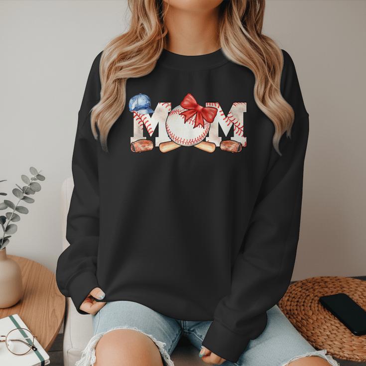 Ball Mom Bow Tie Baseball Mom Women Crewneck Sweatshirt Ball Mom Bow Tie Baseball Mom Women Crewneck Sweatshirt
