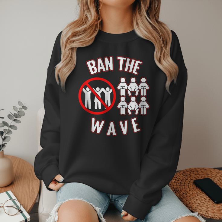 Baseball Ban The Wave Baseball Mom Player Coach Fan Women Crewneck Sweatshirt