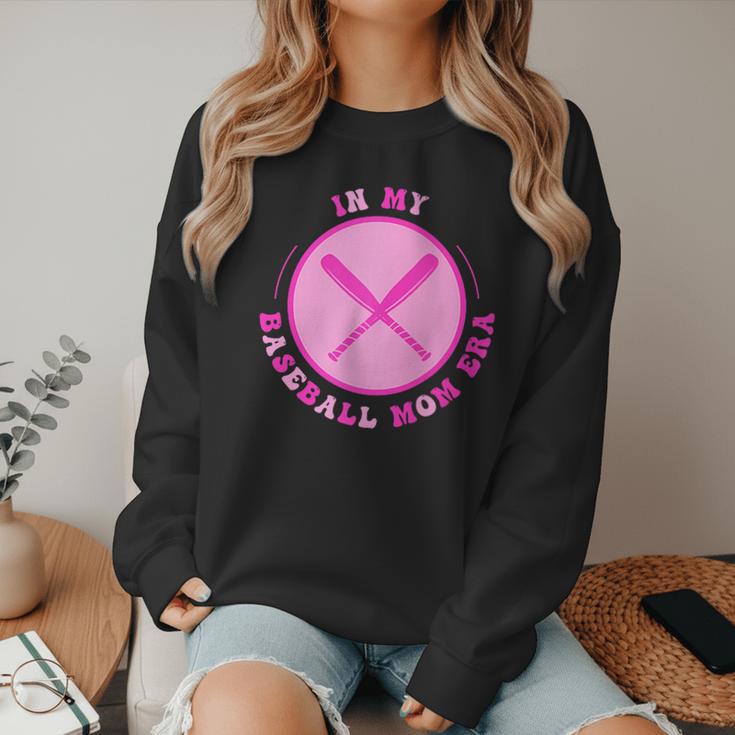 In My Baseball Mom Era Retro Game Day Mom Era 2 Sides Women Crewneck Sweatshirt