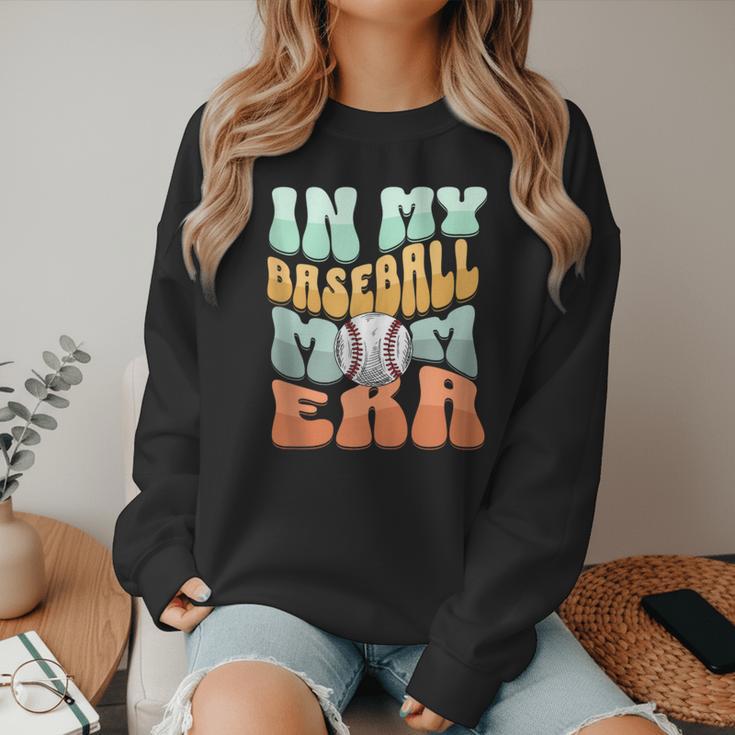 In My Baseball Mom Era Retro Groovy Style Sports Mama Women Crewneck Sweatshirt In My Baseball Mom Era Retro Groovy Style Sports Mama Women Crewneck Sweatshirt