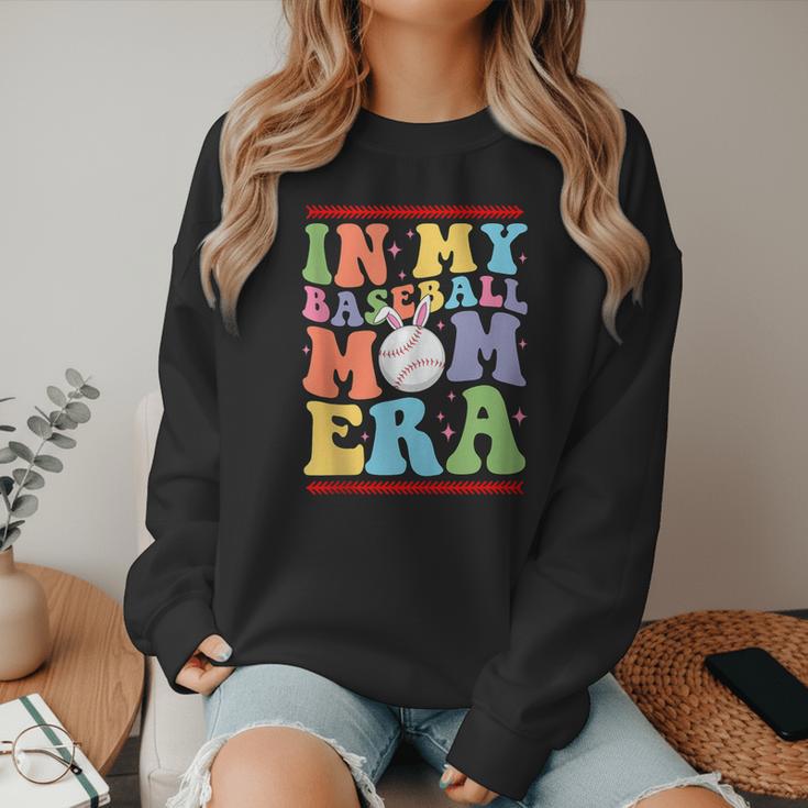 In My Baseball Mom Era Tee Bunny Ears Rabbit Baseball Women Crewneck Sweatshirt