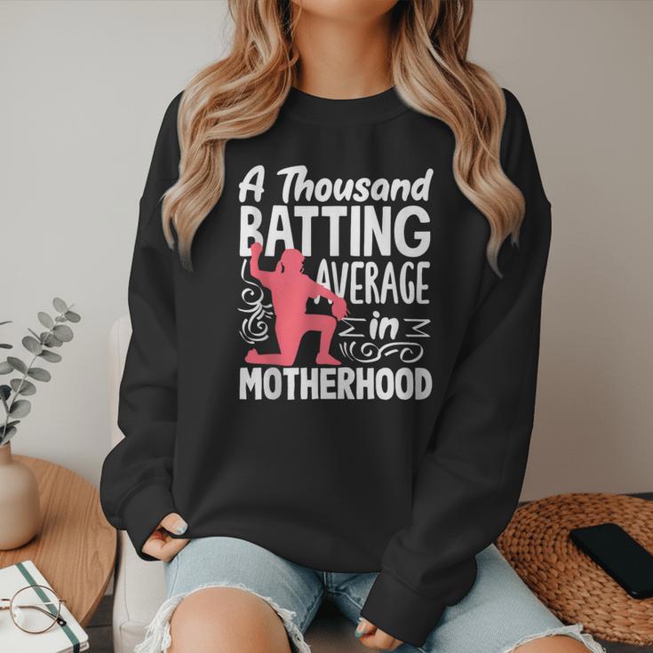 Baseball Mom Heart Ball Graphic Mother's Day Women Crewneck Sweatshirt