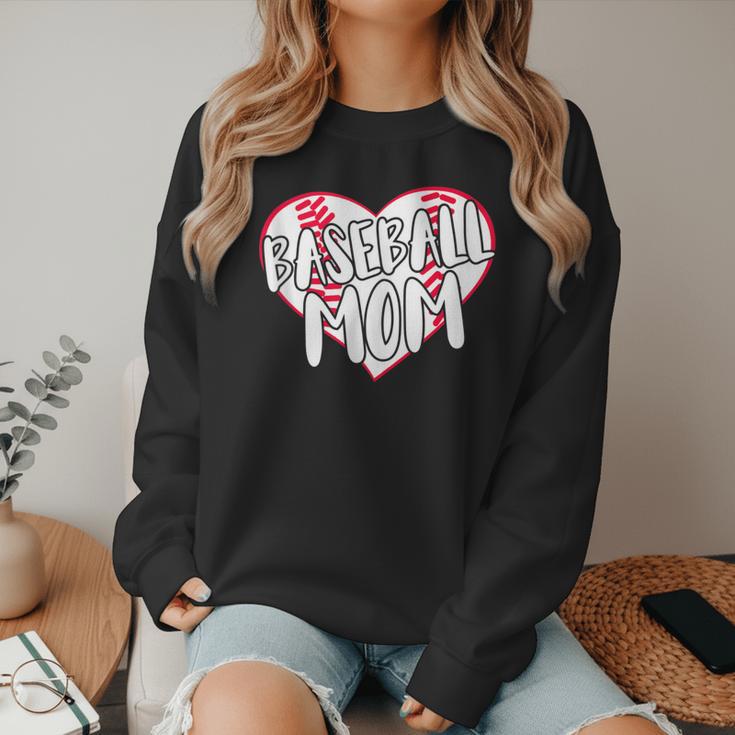 Baseball Mom Heart Women Crewneck Sweatshirt