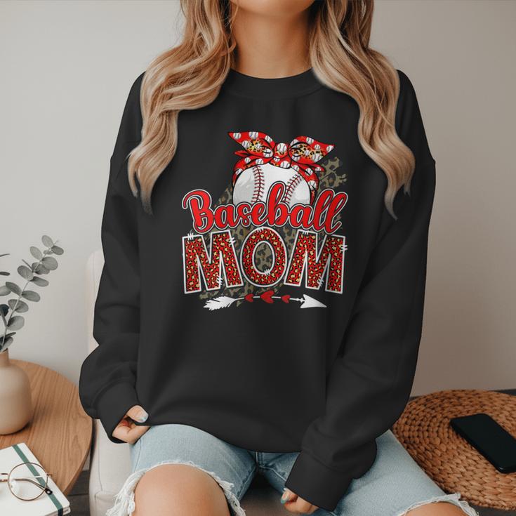 Baseball Mom Mama Mother's Day Leopard Sport Mom Mama Women Crewneck Sweatshirt Baseball Mom Mama Mother's Day Leopard Sport Mom Mama Women Crewneck Sweatshirt