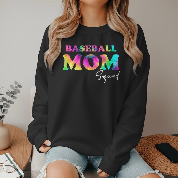 Baseball Mom Squad Tie Dye Cute Ball Mom Women Crewneck Sweatshirt