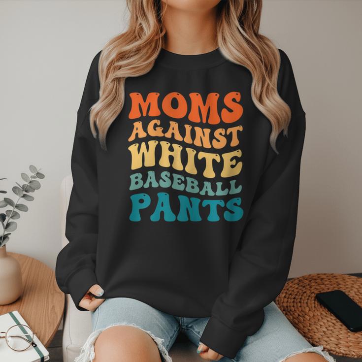 Baseball Moms Against Baseball Pants Groovy Softball Women Crewneck Sweatshirt Baseball Moms Against Baseball Pants Groovy Softball Women Crewneck Sweatshirt