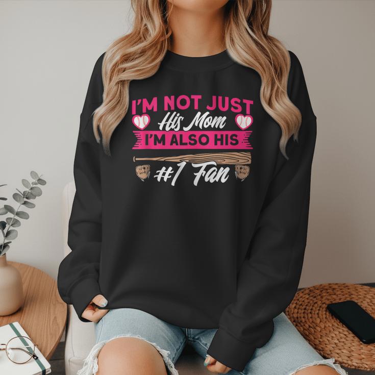 Baseball Moms I'm Not Just His Mom Baseball Mama Women Crewneck Sweatshirt Baseball Moms I'm Not Just His Mom Baseball Mama Women Crewneck Sweatshirt