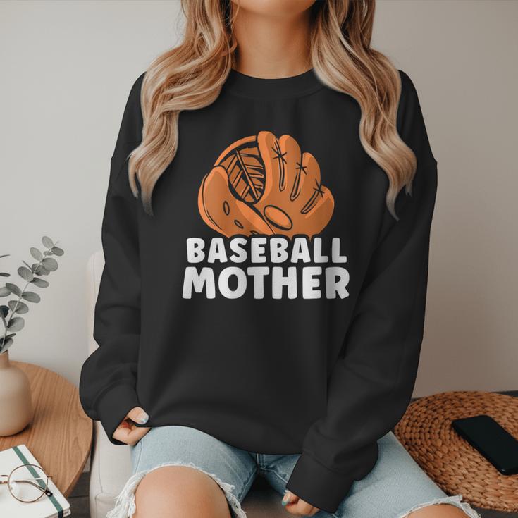 Baseball Mother Lover Baseballer Player Match Baseball Mom Women Crewneck Sweatshirt
