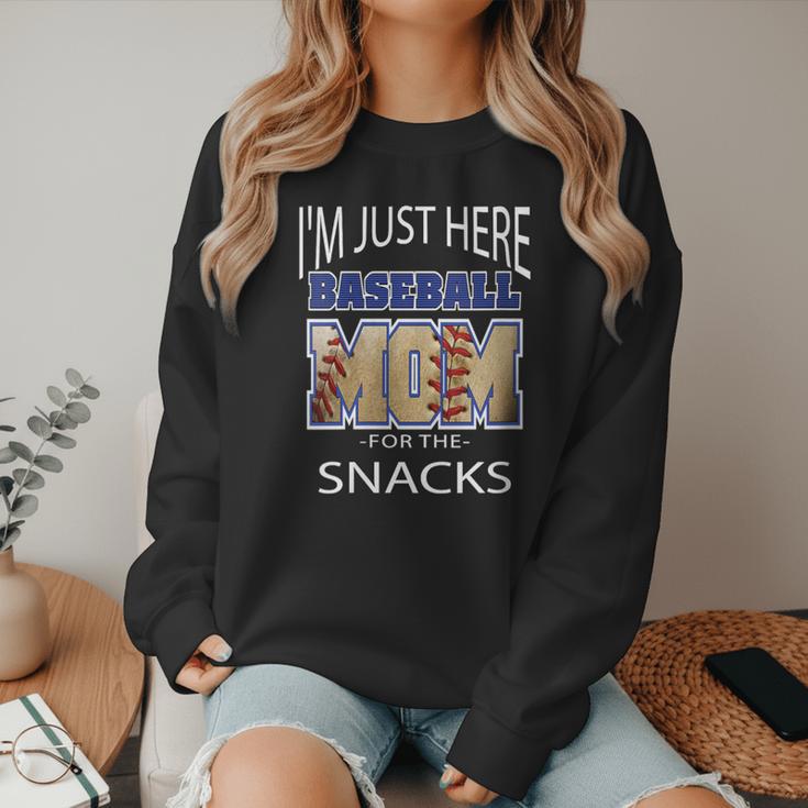 Baseball Sport I’m Just Here For The Snacks Baseball Mom Women Crewneck Sweatshirt