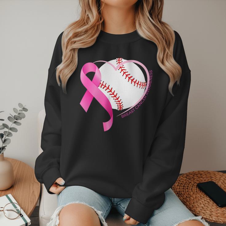 Breast Cancer Awareness Baseball Mom Women Crewneck Sweatshirt Breast Cancer Awareness Baseball Mom Women Crewneck Sweatshirt
