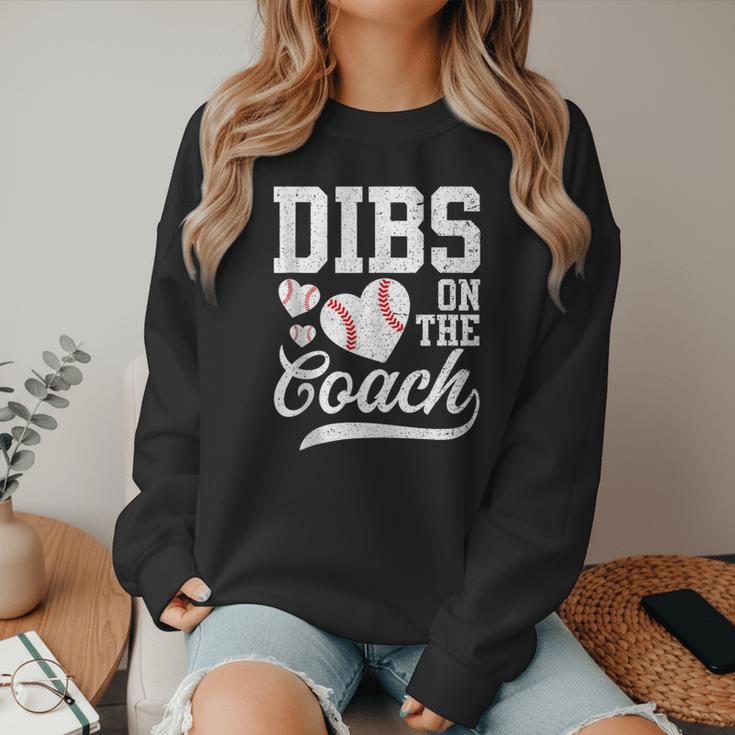 Dibs On The Coach Coach's Wife Quote Baseball Mom Women Crewneck Sweatshirt Dibs On The Coach Coach's Wife Quote Baseball Mom Women Crewneck Sweatshirt