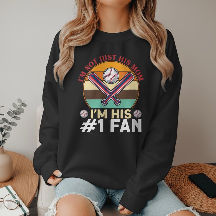 I'm Not Just His Mom Baseball Moms Baseball Mothers Women Crewneck Sweatshirt I'm Not Just His Mom Baseball Moms Baseball Mothers Women Crewneck Sweatshirt